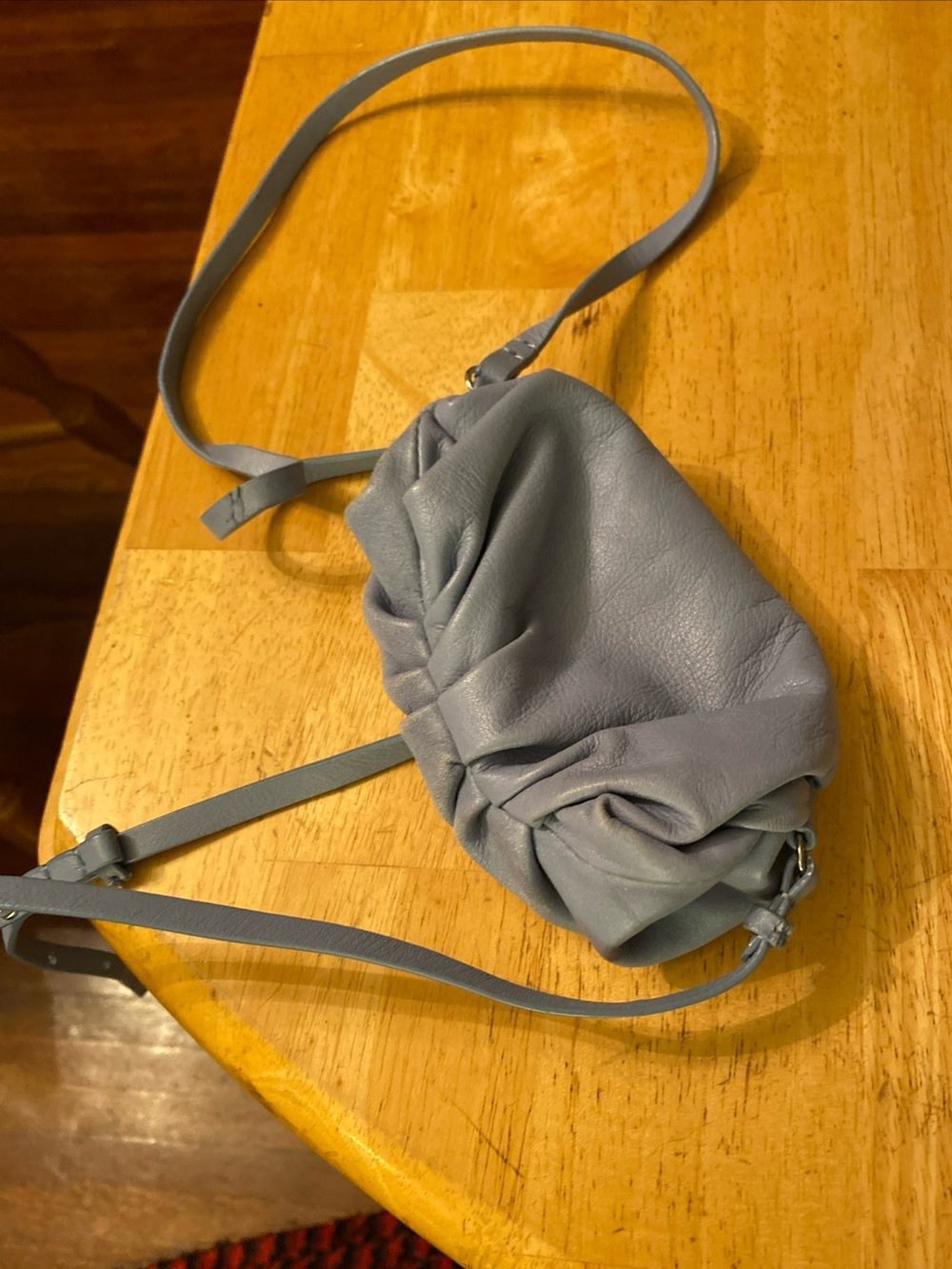 V! ZARA Blue Small Pleated Detail magnetic lock Bag, Solid